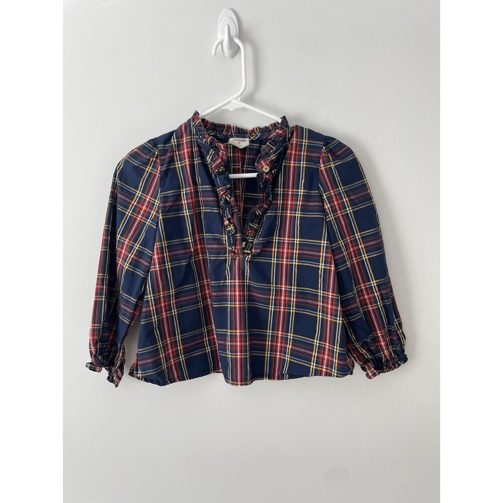 Crewcuts J.Crew Girls Blue/red Plaid Top Size Medium 8-9 Years Old Holiday Party
